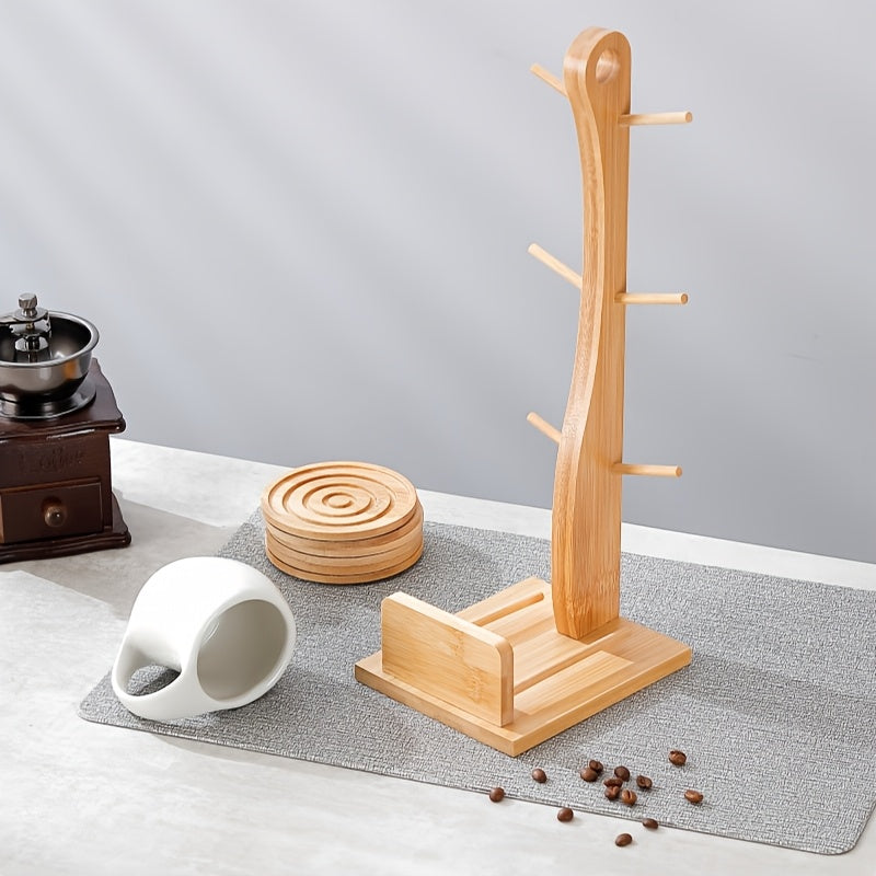 6pcs Ceramic Coffee Cup Set with Wooden Coasters and Cup Holder, Suitable for Lattes, Cappuccinos, Espresso Mugs, and Teacups - a Perfect Choice for Home, Office, or Café Use, Ideal as a Holiday Gift or Birthday Present, 200ml/6.8oz