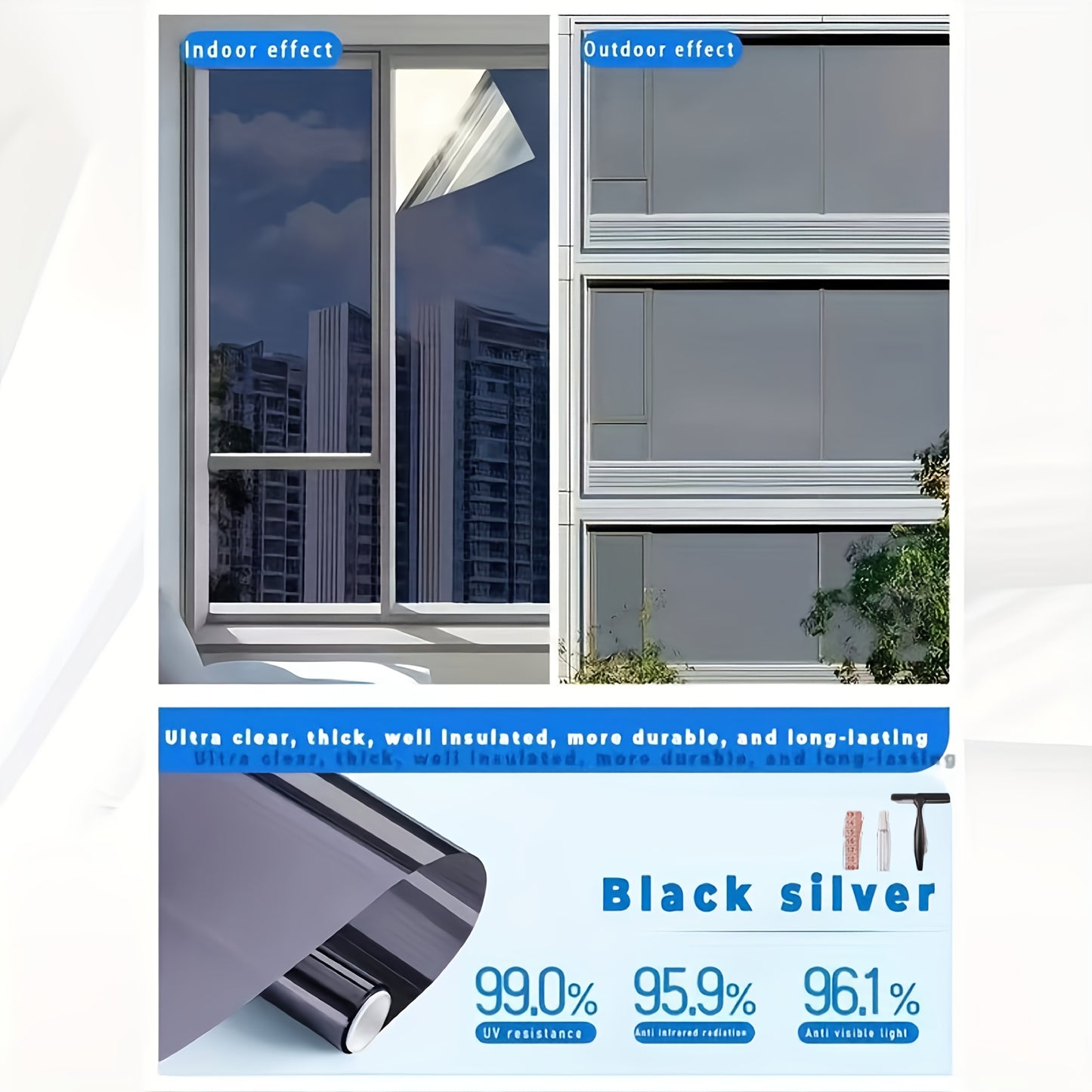 Large Privacy Film For Windows One-way Window Film, Protect Privacy, Suitable For Home for windows, Reflectors, Sun Protection, Heat Insulation And Protection