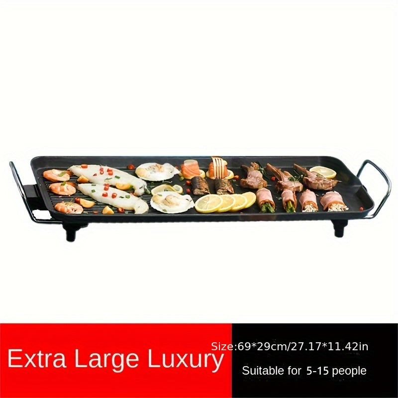 Aoran 18 "/19" Red Handle Electric Baking Pan, Indoor Electric Frying Pan, Five-speed Adjustable, Non-stick Pan Easy to Clean Electric Baking Pan