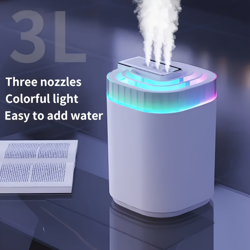 Silent Large Capacity Atomizing Humidifier -10 Hours Of Battery Life, Anti Dry Burning Protection, with Light, White Stylish Appliance, Durable Plastic Material, Very Suitable for Bedrooms And Desks - with USB, Without Remote Control