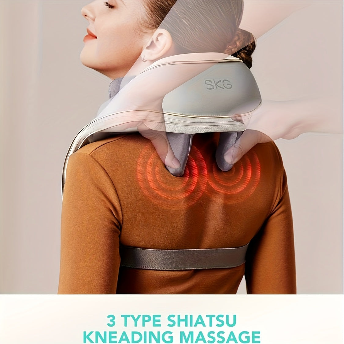 Neck Massager with Heat – 6D Shiatsu Cordless Deep Kneading Electric Massager for Neck, Shoulder, Back & Waist | 9 Modes, Hot Compress 40-45°C, 2200mAh Battery | Portable for Home, Office & Car