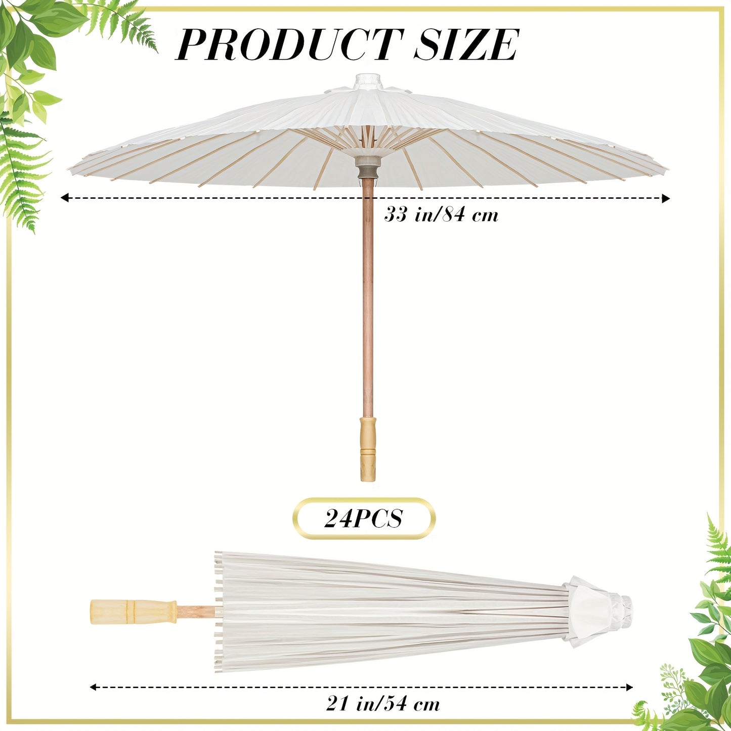 24pack 33-inch Decorative Paper Umbrellas - Photobooth Props for Party Events, Traditional Chinese and Japanese Style, with Wooden Handle and Radial Frame, for Wedding Bride Party Decorations, The Best Props for Photography