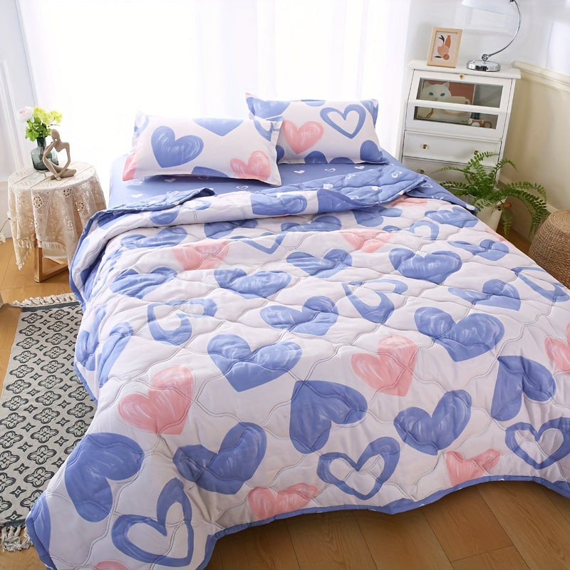 3pcs Skin-friendly Summer Cooling Quilt Set, Embossed Craft Printing Four Seasons Quilt, Soft And Comfortable Summer Thin Quilt, Special For Single Double Hotel Home Bedroom Guest Room Sofa (1pc Thin Quilt + 2pcs Pillowcase Without Core)