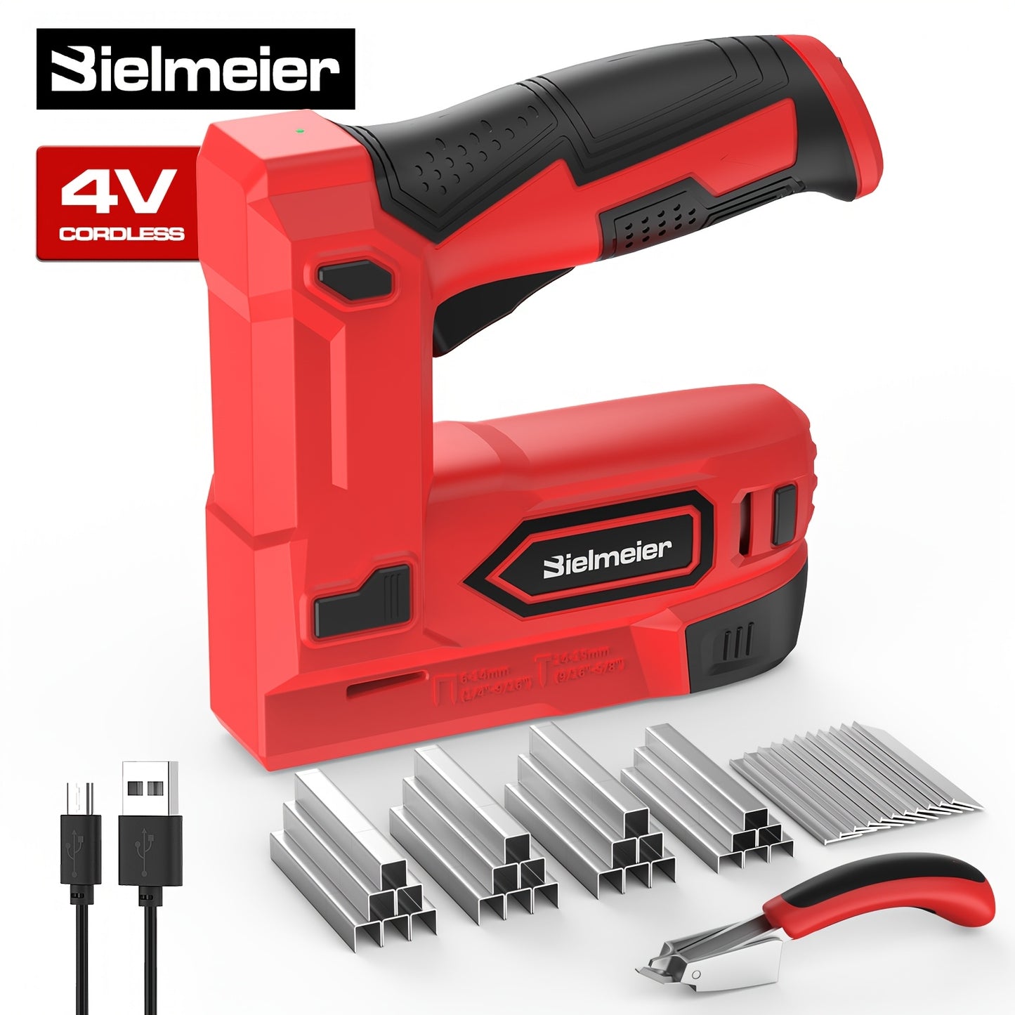Bielmeier 20V/4V Cordless 2-in-1 Stapler/Nailer, Brad Nailer Without Compressor And Cord, Lightweight Design, with Safety Striker Guard, Battery&Charger, 1600/2000 Nails And Staples, for Carpentry And Upholstery & Perfect Gifts for DIYers