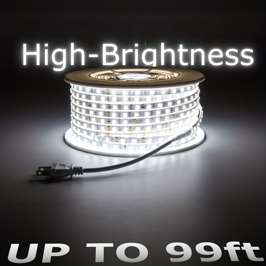 AC 110V Ultra-Bright LED Strip Lights, Waterproof IP65 120leds/meter LED Ribbon Adhesive, Outdoor Lamp LED Tape, White Or Warm White for Kitchen, Garden, Home Room Decoration, Indoor Lighting with US Power Plug And Play