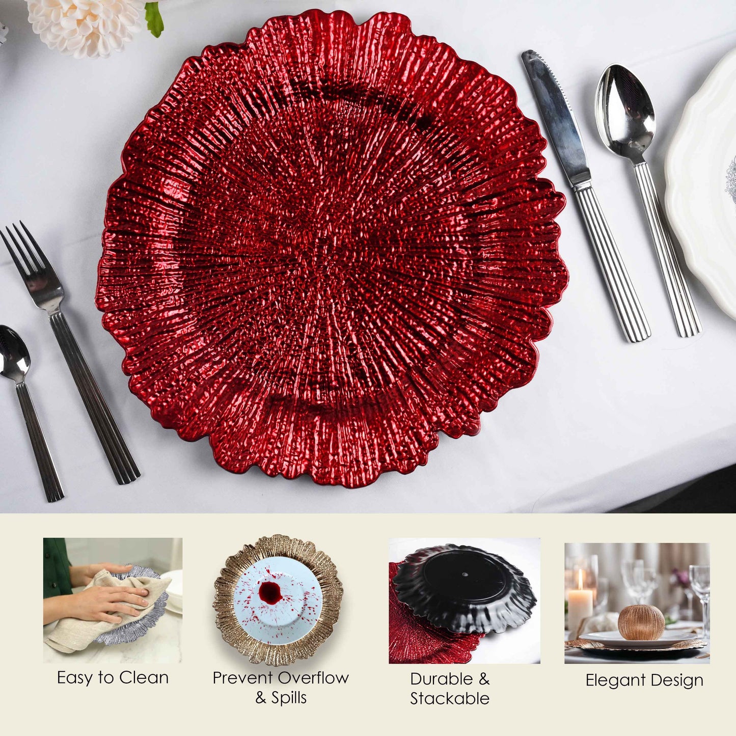 24pcs 13" Charger plate, Floral Reef Charger for dinning plates, Table setting and Wedding party table decor.