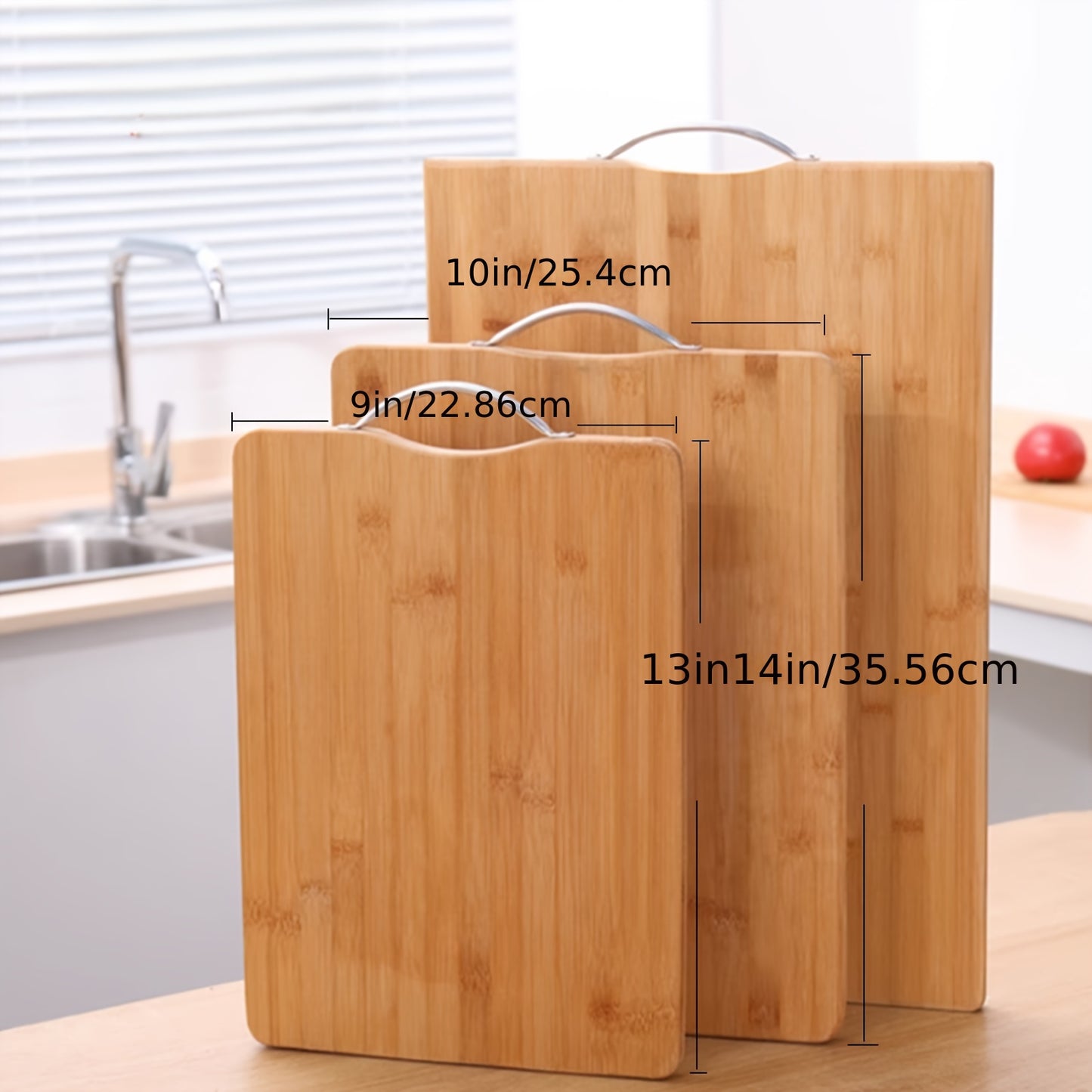 1pc Bamboo Cutting Board, Multiple Sizes Available 8.66x12.6inch 10.24x14.17inch 11.02x15.75inch 14.17x10.24inch, Double-Sided Sturdy Bamboo Chopping Board, Household Kitchen Food Prep Board for Fruit Vegetable Meat Cutting