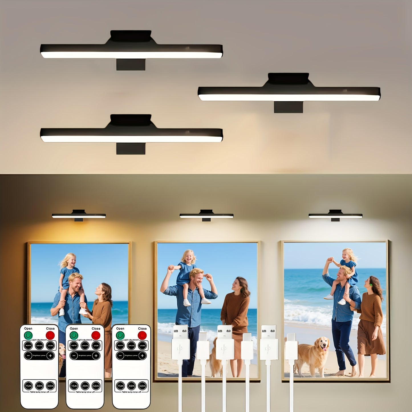 Picture Lights for Wall Battery Operated Rechargeable | Cordless LED Wall Sconce with Remote & 3 Color Temperatures – Art Light for Painting, Frame, Gallery & Dartboard, Black