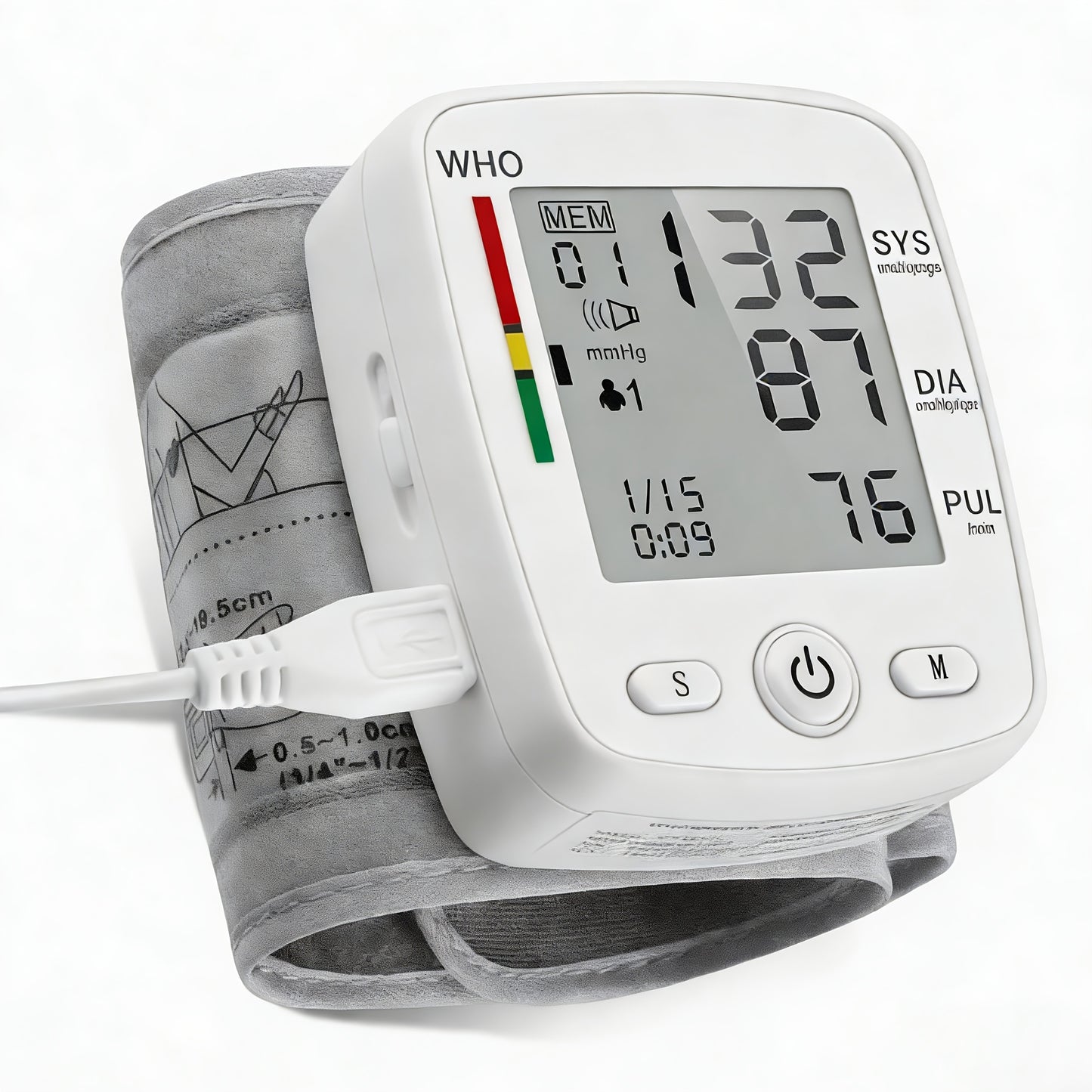 Rechargeable/Battery Powered(Optional) Digital Wrist Blood Pressure Monitor with Large LCD, Voice Broadcast/Not Voice Broadcast(Optional) Blood Pressure Monitor Wrist Cuff, Portable Design & 2x99 Readings Memory Blood Pressure Monitor