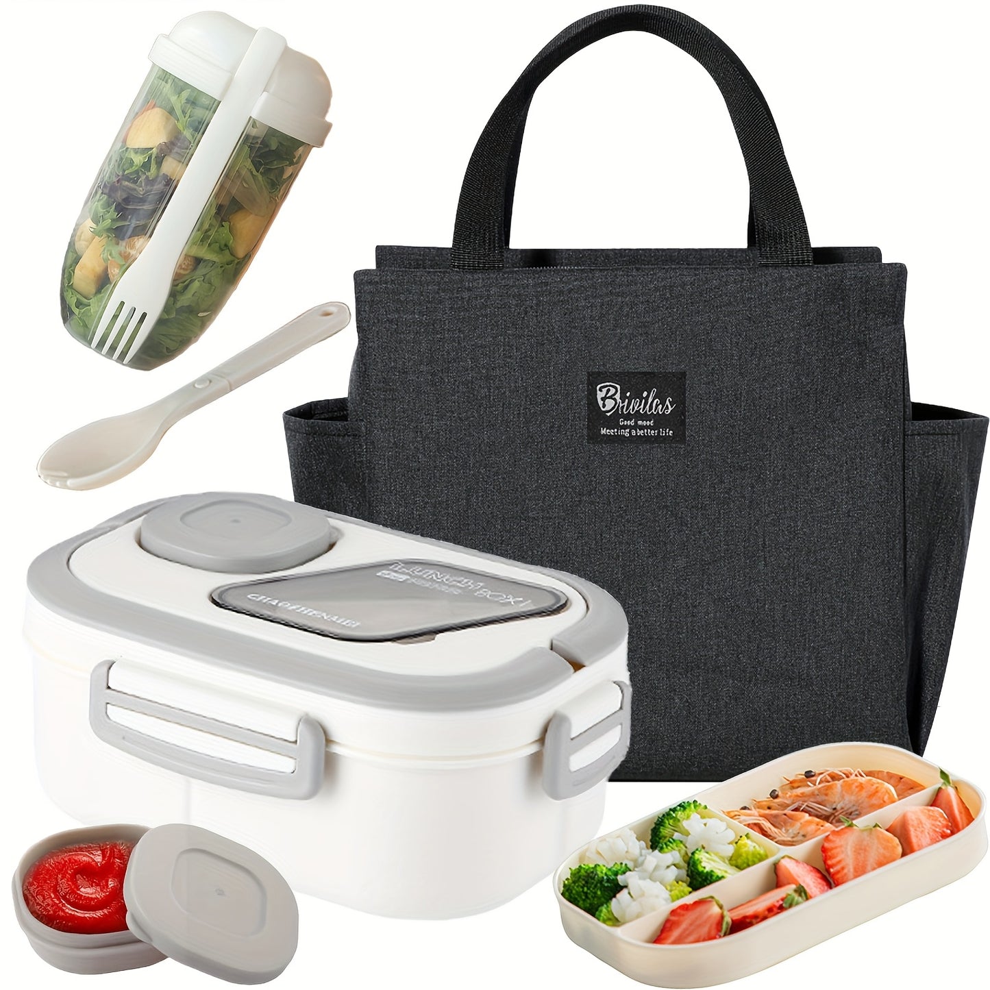 Black Friday Premium Picks- 2 Layered Multi Grid Lunch Box Set. Bento Boxes with Cup And Lunch Bag for School, Office And Outdoor Picnics. |Food Storage Container | Kitchen Accessories | Lunch Box Set/single Lunch Box|