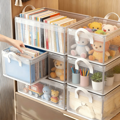 6pcs Foldable Storage Box with Steel Frame – Transparent PVC Stackable Organizer for Clothes, Blankets & Cosmetics | Waterproof Under Bed Storage