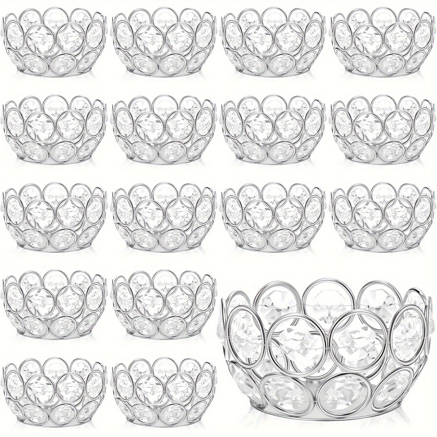 Set Of 20 Vow Candle Holders, Crystal Bowl Tea Light Candle Holders, Wedding Party Home Decor, Dining Table Centerpiece Decor