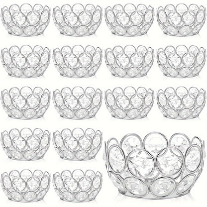 Set Of 20 Vow Candle Holders, Crystal Bowl Tea Light Candle Holders, Wedding Party Home Decor, Dining Table Centerpiece Decor