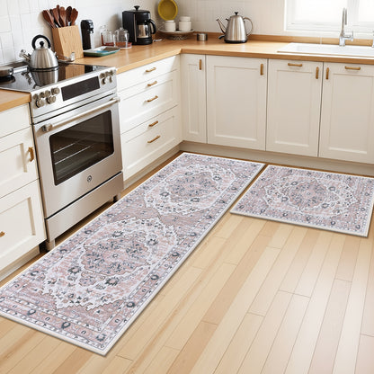 Anti Fatigue Kitchen Mat Set of 2 Non Slip Kitchen Rugs and Mats Cushioned Kitchen Mats for Floor Distressed Boho Kitchen Mat Mat Runner for Sink Laundry Office