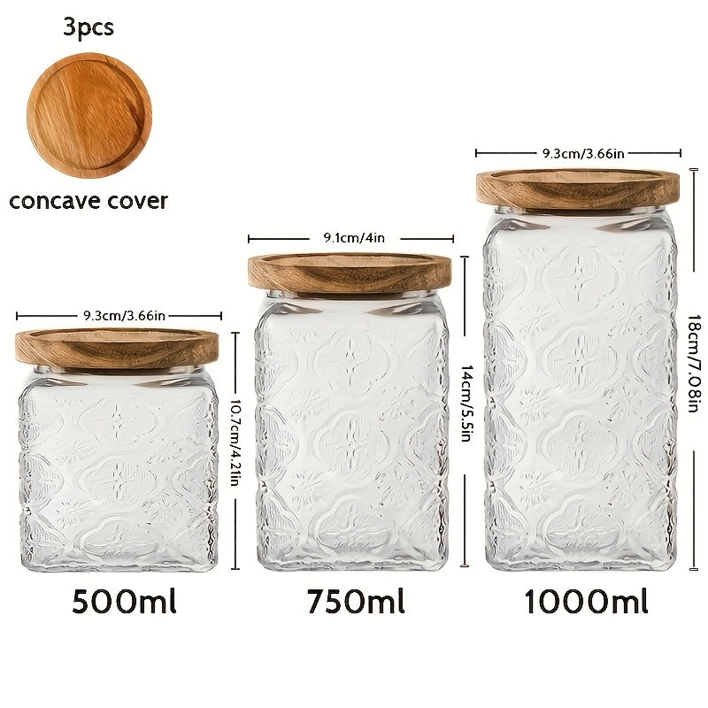 Organize Your Kitchen Essentials with This Versatile 3pcs Set Of Mason Jars And Air-tight Glass Storage Containers with Lids (16.91oz-25.36oz-33.81oz), Perfect for Pantry Storage Of Sugar, Flour, Grains, Coffee, Spices, Cereal, Cookies, And Dry Snacks.