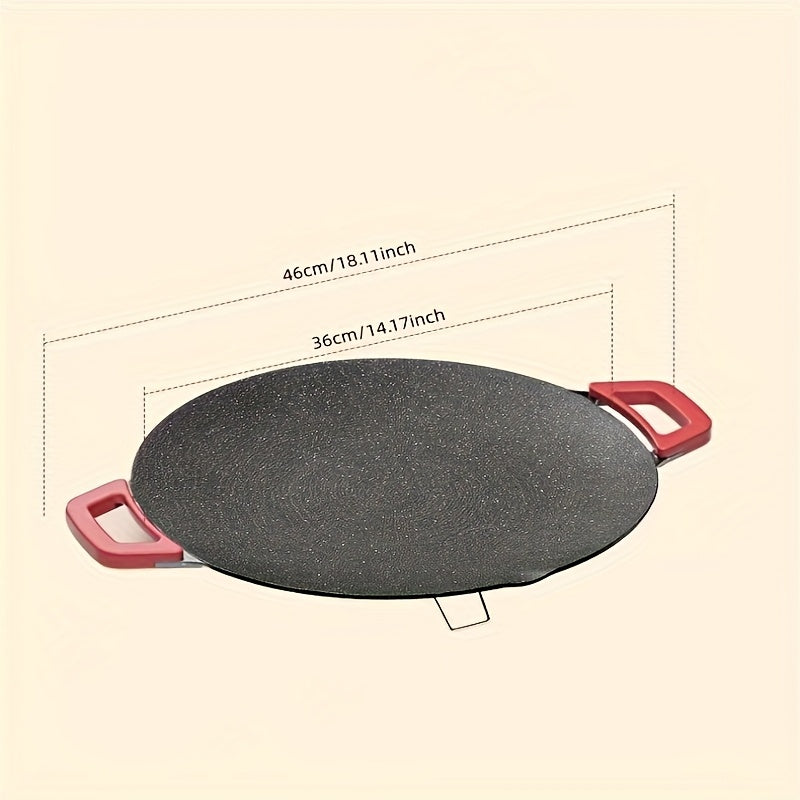Aoran 18 "/19" Red Handle Electric Baking Pan, Indoor Electric Frying Pan, Five-speed Adjustable, Non-stick Pan Easy to Clean Electric Baking Pan