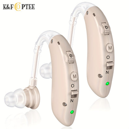 1 Pair K&FCOPTEE Rechargeable Hearing Aids For Seniors With Noise Cancelling, Hearing Loss Hearing Amplifiers, BTE Digital Hearing Aid, Sound Amplifier With Volume Control