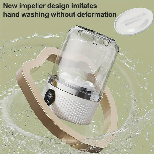 Portable Mini Washing Cup One-Button Start 2 Modes Impeller Hand-Wash Simulation Space-Saving Electric Mini Washer for Travel Camping Dorms Small Spaces White