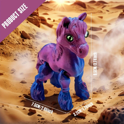 6pcs 3D Printed Horse Colectible Figurines, Flexible Animals Statue, Movable Joints, Home Office Decor