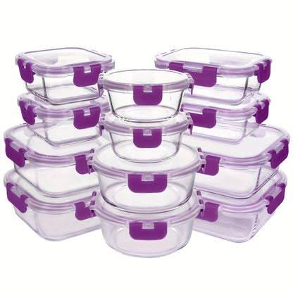 24pcs (12 Lids+12 Glass Bowl) Borosilicate Glass Food Storage Containers with Airtight Lids, Ideal for Meal Prep, Lunches - Microwave and Dishwasher Safe