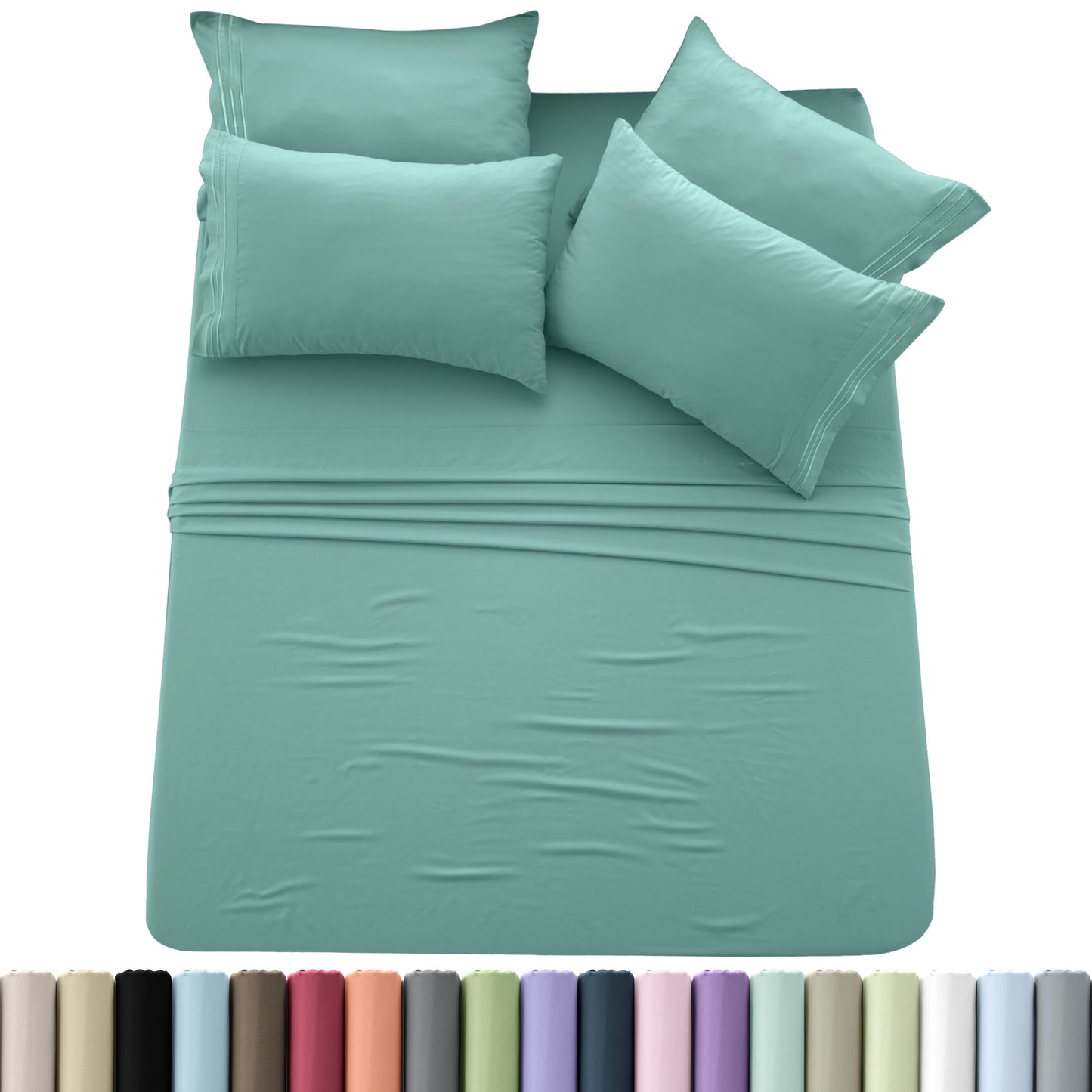 Hannah Bedding 6-PieceSheet Set – Soft Brushed 100% polyester, 20 Vibrant Colors, 6 Different Sizes – Stylish, Comfortable & Fade-Resistant