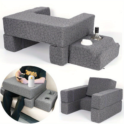 Nuclear 33 Adjustable Reading and Gaming Wedge Pillow with Armrests - Multipurpose Gray Foam Pillow, Suitable for Bed, Sofa, or Floor Use, Perfect for Steam Deck, Switch, and Relaxation Activities