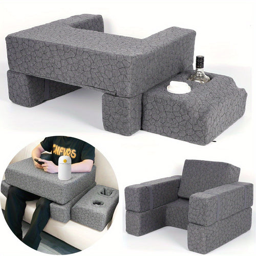 Nuclear 33 Adjustable Reading and Gaming Wedge Pillow with Armrests - Multipurpose Gray Foam Pillow, Suitable for Bed, Sofa, or Floor Use, Perfect for Steam Deck, Switch, and Relaxation Activities