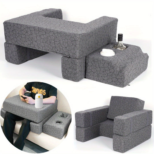 Adjustable Reading Gaming Wedge Pillow with Armrests – Multipurpose Foam Support Pillow for Bed, Sofa & Floor, Steam Deck & Switch Compatible, Gray