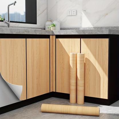 1Roll Textured Wood Grain Wallpaper Wall Sticker - Self-Adhesive Waterproof Detachable Renovation Film - Brown, Black And White Peel & Stick Wood Grain Contact Paper For Cabinets, Countertops, Furniture, Doors, Tables - Easy DIY Home Decoration