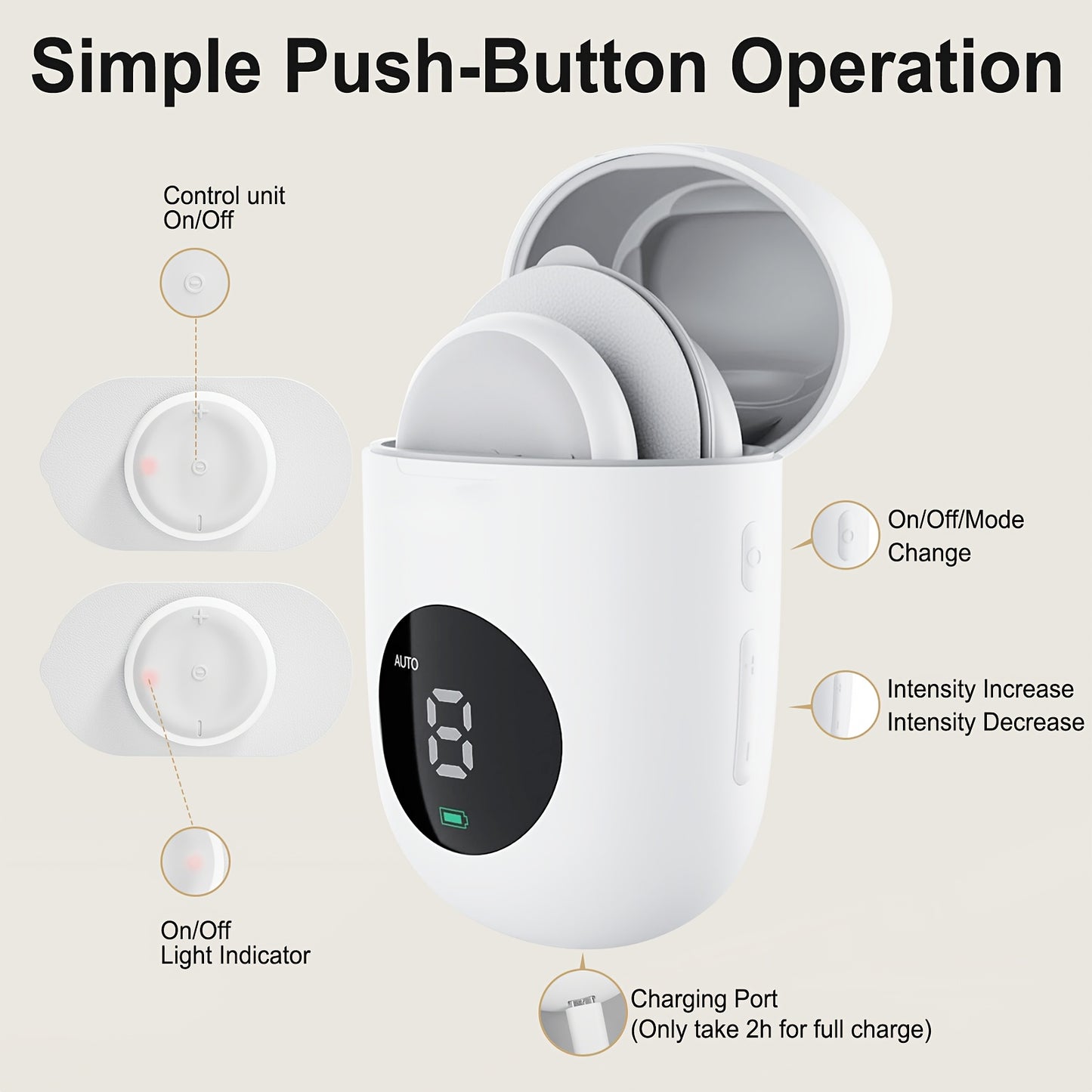 Rechargeable Cordless TENS EMS Muscle Stimulator, 6 Professional Modes 16 Intensity Levels, Full Body Therapy Massager, Portable Recovery Device, Gift for Parents Fitness Lovers