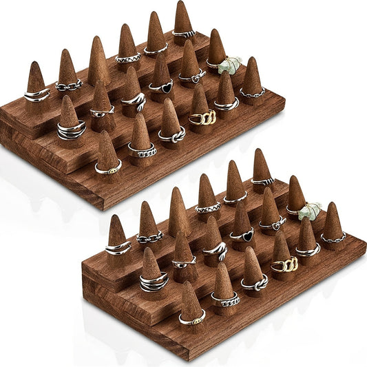 Elegant for Ring Display Stands Made of Solid Wood, Featuring a 3-Tier Design for 18 for Rings And a 2-Tier Design for 12 for Rings, Perfect for Showcasing Jewelry And Enhancing Home Decor, Ideal for Storing for Rings, Jewelry Towers