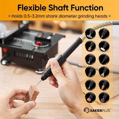 SakerPlus Mini Table Saw, 120/136pcs Multifunctional Portable All-in-one Machine, Cutting, Sanding, Carving, Drilling, 7-level Speed Adjustable Precision Manual Table Saw, Suitable for Metal, Wood, Aluminum, Birthday Christmas Surprise Gifts for Man