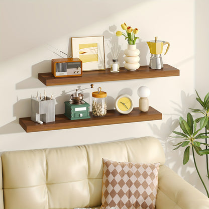 TOMNK Floating Shelves, 4pcs, 56cm/22in, Wall Shelves For Bathroom/Living Room/Bedroom/Kitchen Decor, Shelves With Invisible Brackets Set (Walnut/Light Brown/White/White Oak/Black)