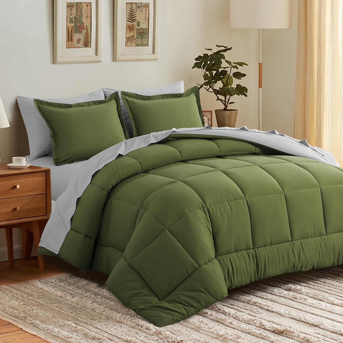 7pcs Comforter Set-Luxury Soft Fluffy Bedding With 1 Comforter, 1 Fitted Sheet, 1 Flat Sheet, And 4 Pillowcases & Pillow Cover-All Season Quilte Set Queen, Hypoallergenic, Breathable, Easy Care, Valentine'S Day Bed In A Bag, Gifts For Her