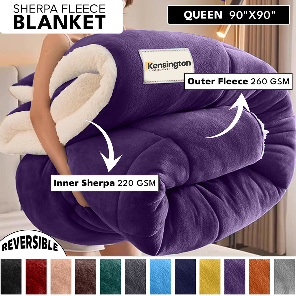 480GSM Heavy Sherpa Fleece Blanket – Double-Sided Warm Throw for Couch, Bed, Office and Travel, Reversible All Season Comfort, Room & Sofa Decoration, Holiday Gift, Sofa Blankets