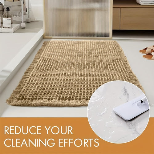 Super Absorbent Non-Slip Bath Mats for The Bathroom Floor, Featuring Tassels And a Backing, Ultra-Soft And Machine Washable