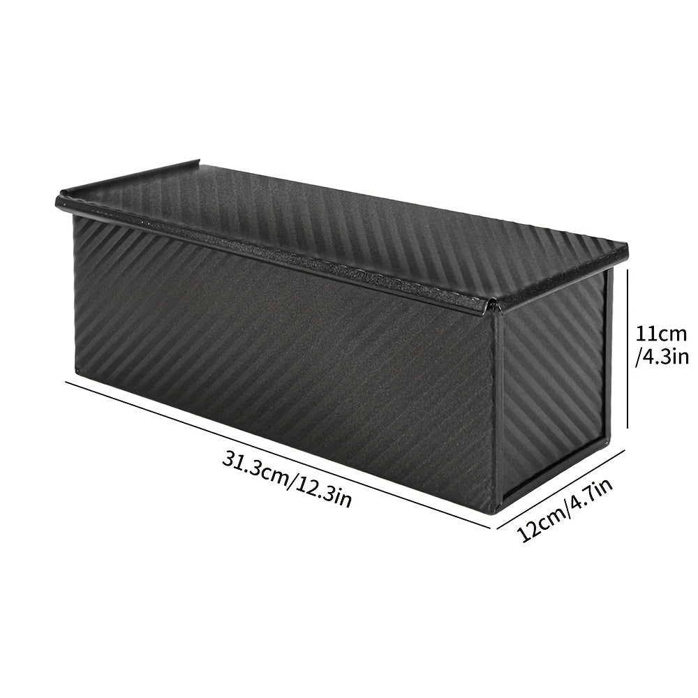 1/2pcs Extra Large Pullman Loaf Pan with Lid 12.3x4.7x4.3 Inches, Bread Knife Included, Vent Holes for Baking, Black Lid Bread Pan for Sandwich Bread