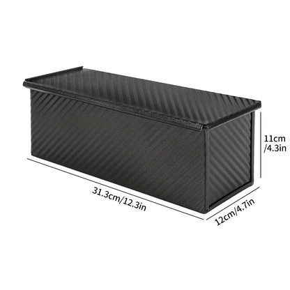 1/2pcs Extra Large Pullman Loaf Pan with Lid 12.3x4.7x4.3 Inches, Bread Knife Included, Vent Holes for Baking, Black Lid Bread Pan for Sandwich Bread