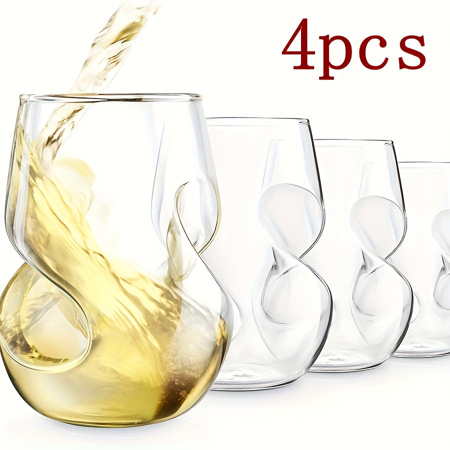 4pcs/8pcs, Grinkwell Borosilicate Glass Cocktail Cup, Geometric Twisted Pattern, Wide Mouth, Bpa-Free, Ideal for Whiskey, Beer, Tea, Festive Drinkware for Thanksgiving, Christmas, New Year, Oktoberfest