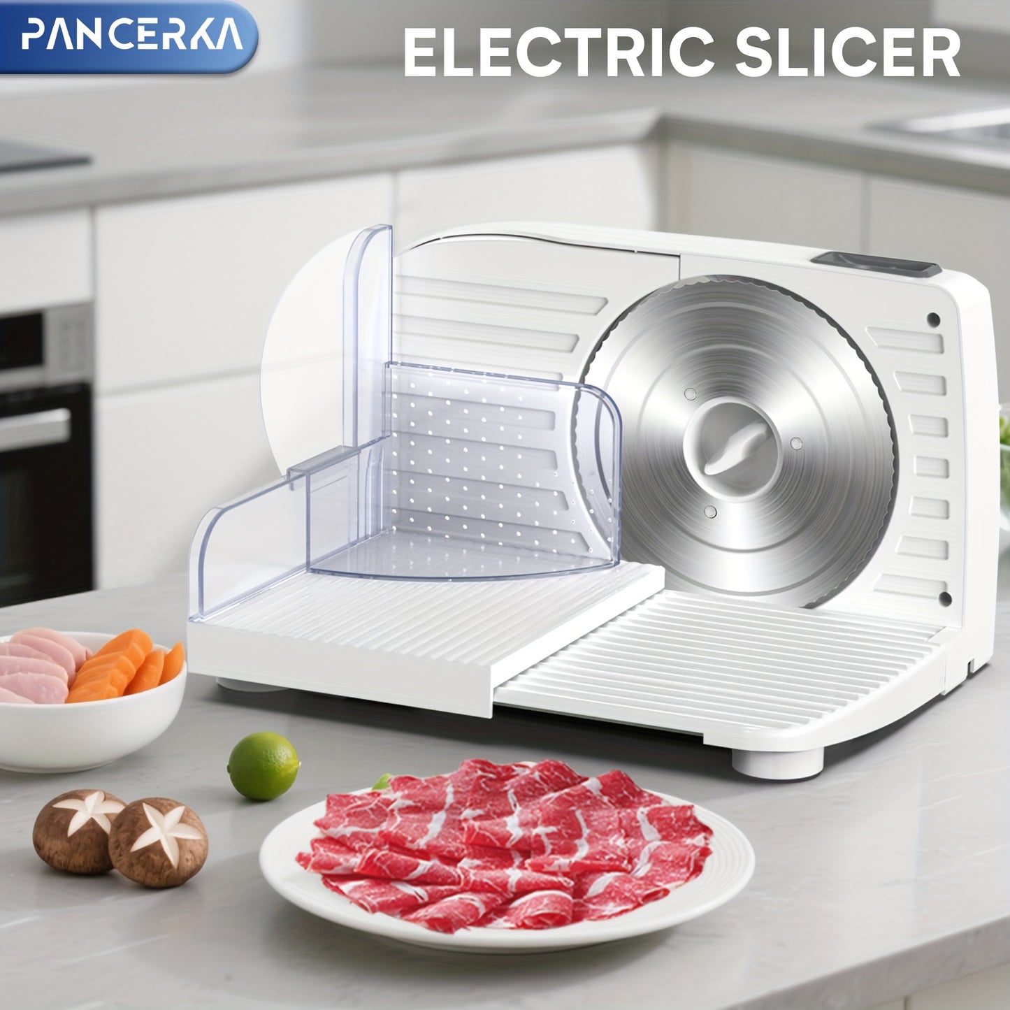 PANCERKA 1pc Electric Meat Slicer, 0-15Mm Adjustable Thickness, Suitable for Home And Commercial Use, Cutting Deli Food, Meat, Vegetables, Fruits, Lamb Slicer/Meat Cutter/Electric Bread Slicer/Meat Slicer Machine/Halloween & Christmas Gift