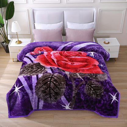 Ultra-Soft Plush Blanket, 1pc, 2 Ply, Reversible, Weighing 5/6LB, Available in Queen And King Sizes, Featuring Vibrant Floral And Animal Designs Suitable for Any Decor And All Seasons