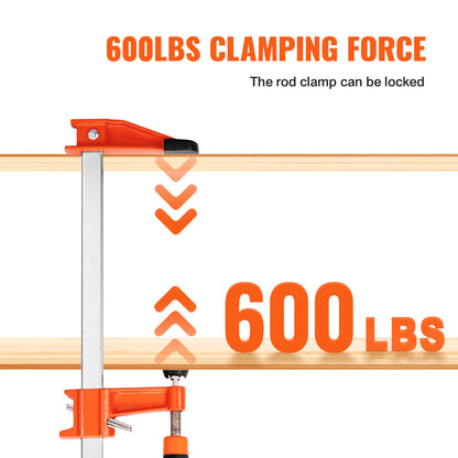 VEVOR Bar Clamps for Woodworking, 2-Pack 36" Clamp/Spreader, Quick-Change F Clamp with 600 lbs Load Limit, 2.5" Throat Depth, Cast Iron and Carbon Steel, Wood Clamps for Woodworking Metal Working