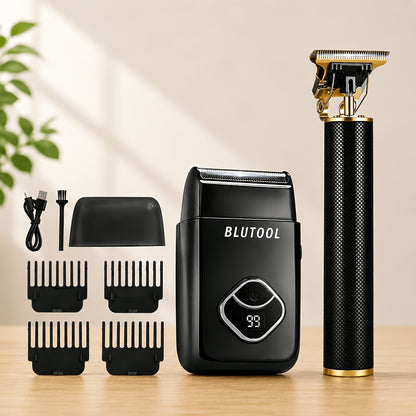2/ 4pcs USB Rechargeable Men'S Grooming Set: 4pcs Set Includes A Hair Clipper, An Electric Shaver, And A Nose/ear Hair Trimmer, Featuring An LCD Battery Display; 2pcs Set Includes Two Hair Clippers. Makes An Ideal Gift For A Husband Or Boyfriend.