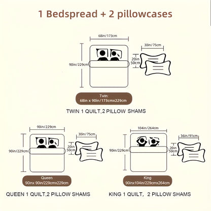 3pcs Sweet Pink Quilted Bedspread Set, Floral Patchwork Print, Includes 1 Bedspread And 2 Pillowcases, Machine Washable, All Seasons Available, Soft, Breathable And Comfortable Bedroom Dormitory Decoration Bedding Set