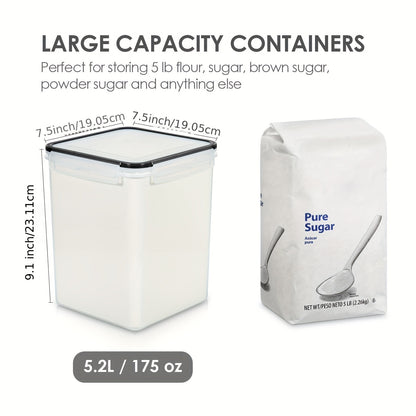 4pcs Large Food Storage Containers, BPA Free Plastic Airtight Canisters for Flour, Sugar, Baking Supplies, Rice with Lids, Black