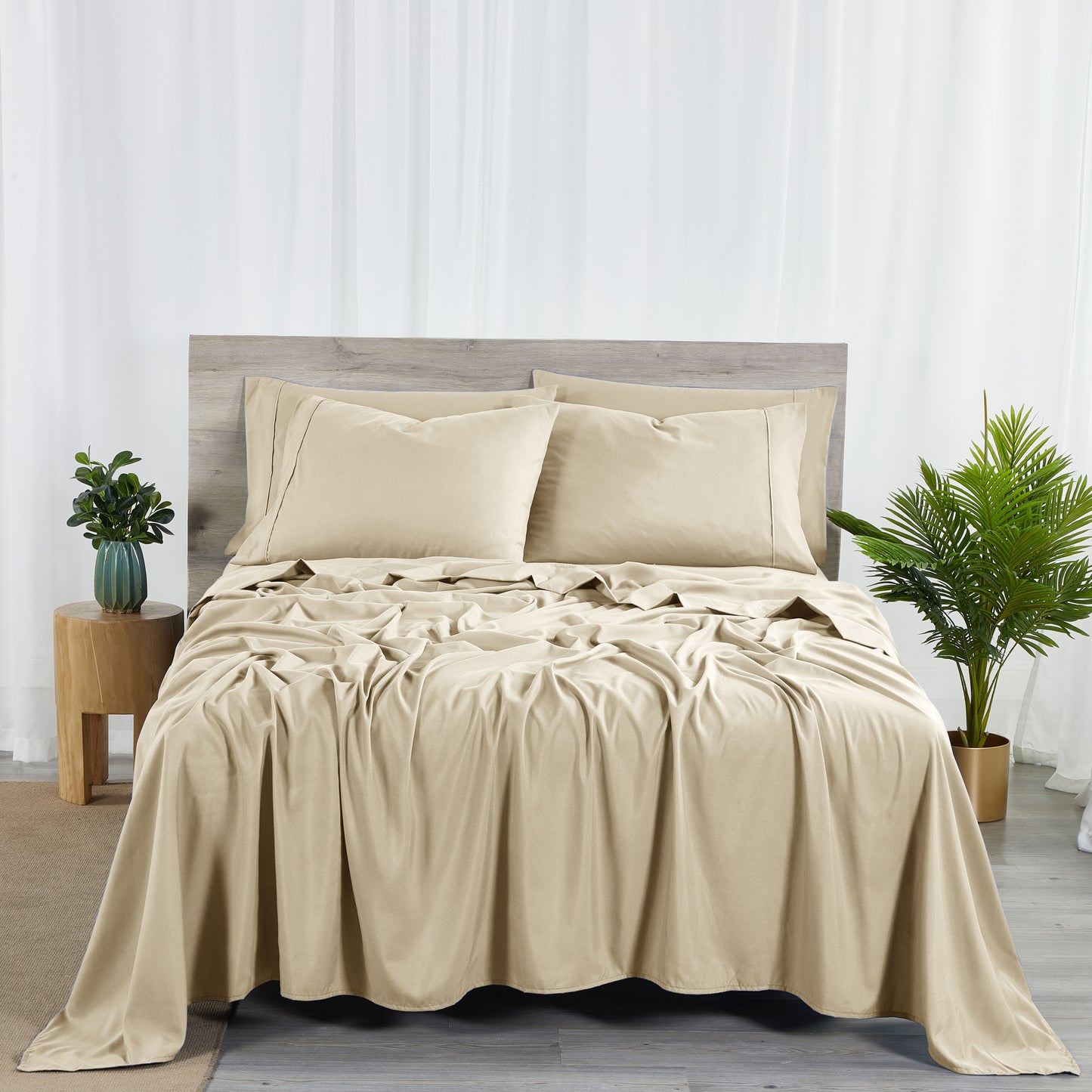 Dan River Bamboo 2000 Thread Count 6-Piece Sheet Set with SnugGrip - Extra Wide Elastic Band on Fitted - Soft, 16 Inch Deep Pocket - Shrink & Wrinkle Resistant