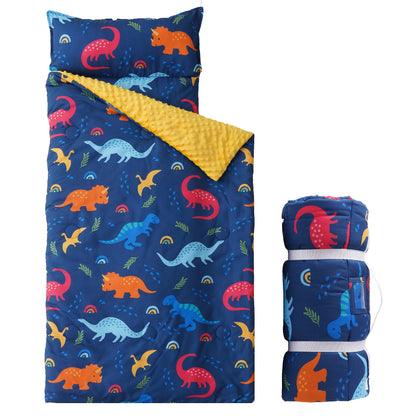 Cozy Youngsters Dinosaur Nap Mat - 100% Polyester, Machine Washable Sleeping Mat, Roll-Up Design, Ideal for Daycare, Travel & Camping