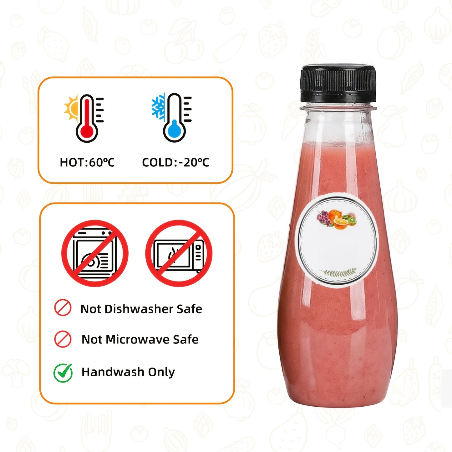 40pcs 12oz Empty Plastic Bottles, Cone Juice Bottles with Caps, Bulk Reusable Bottles, Clear Juicing Bottles for Juice, Smoothies, Tea, Coffee, 7.3x2.36in, with A Random Funnel And Cup Brush