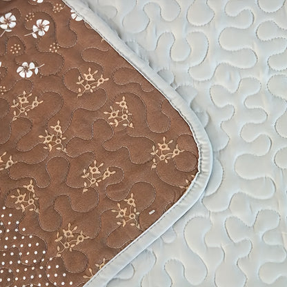 3pcs Patchwork Style Quilted Bedspread Set, Includes 1 Quilt and 2 Pillow Shams, Machine Washable, All-Season Comfort, Soft Breathable Bedroom Dorm Decor Bedding Set, 100% Polyester, Active Printing, Quilting Craftsmanship, 90g Fabric Weight