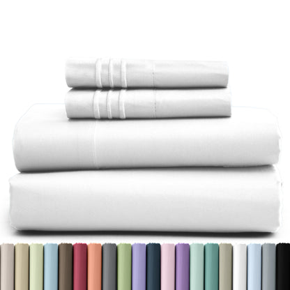 Hannah Bedding 4 Pieces Solid Colors Bed Sheets - 1800 Series Brushed Sheet Set With Pillowcases, Deep Pocket Bedding Set For Ultimate Comfort - Lightweight And Breathable Cooling Sheet Set - 16 Inches Deep Pocket